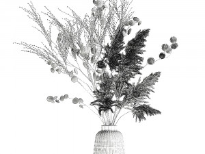 bouquet of dried flowers in a vase 185 Model 3D