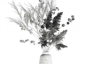 bouquet of dried flowers in a vase 185 3D Model