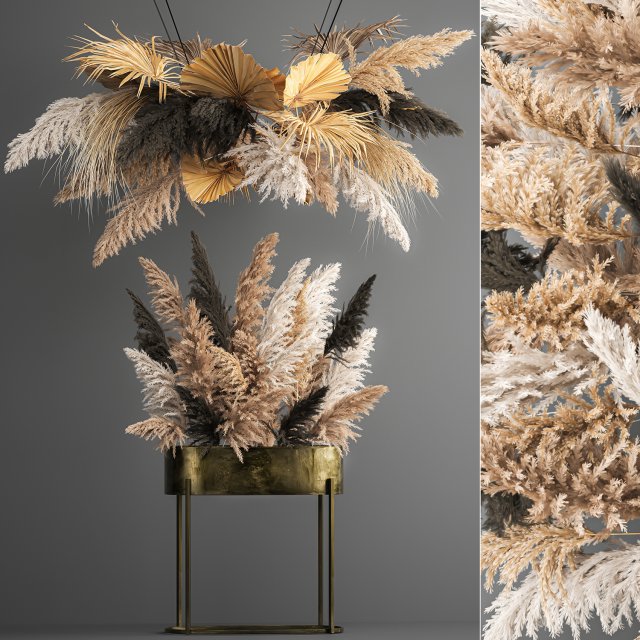 hanging decor of their dried pampas grass 188 3D Model .c4d .max .obj .3ds .fbx .stl .blend 