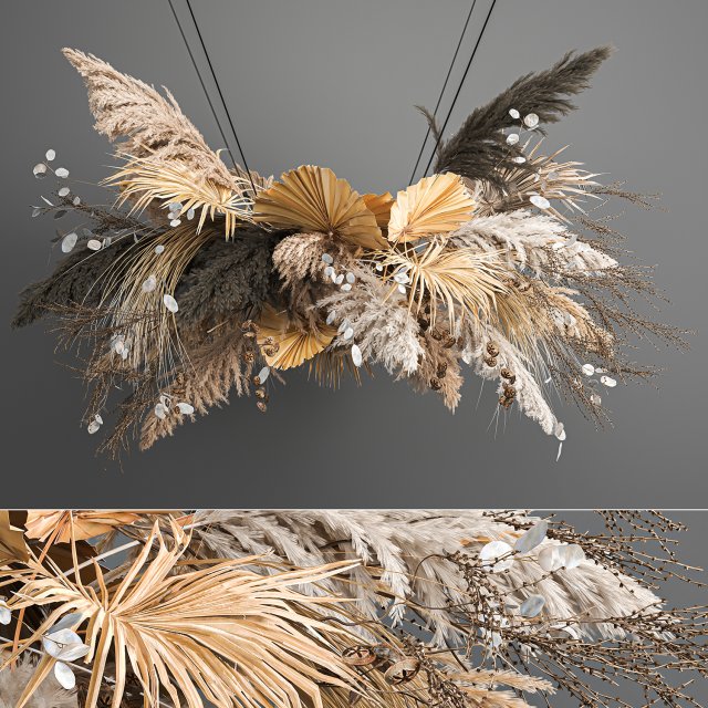 hanging decor of their dried pampas grass 189 3D Model .c4d .max .obj .3ds .fbx .stl .blend 
