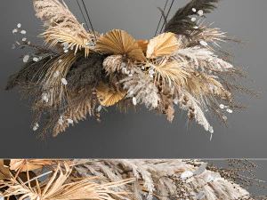 decoração pendurada de grama seca dos pampas 189 Modelo 3D