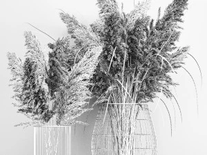 decorative bouquet of dried pampas grass 193 3D Model