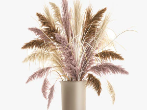 decorative bouquet of dried pampas grass 197 3D Model