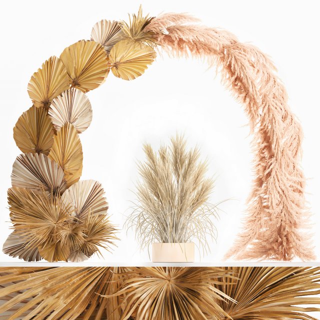 wedding arch made of dry reeds and palm leaves for decor 1062 3D Модель .c4d .max .obj .3ds .fbx .stl .blend 