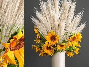 decorative bouquet of dried pampas grass 198 3D Model