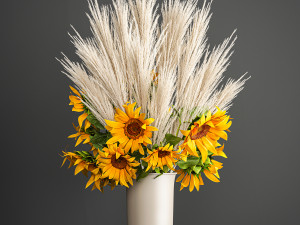 decorative bouquet of dried pampas grass 198 3D Model