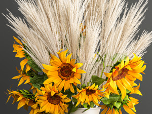 decorative bouquet of dried pampas grass 198 3D Model