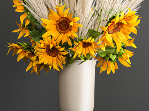 decorative bouquet of dried pampas grass 198 3D Model