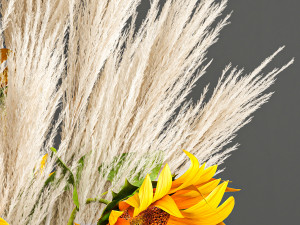 decorative bouquet of dried pampas grass 198 3D Model