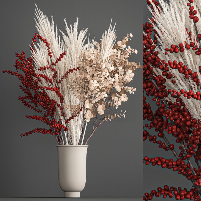 decorative bouquet of dried flowers 199 3D Модель .c4d .max .obj .3ds .fbx .stl .blend 