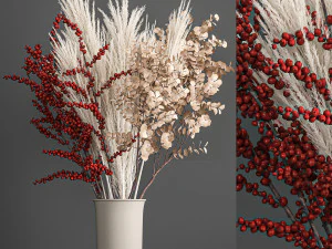 buquê decorativo de flores secas 199 Modelo 3D