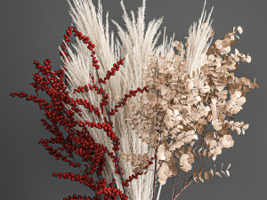 decorative bouquet of dried flowers 199 3D Модель