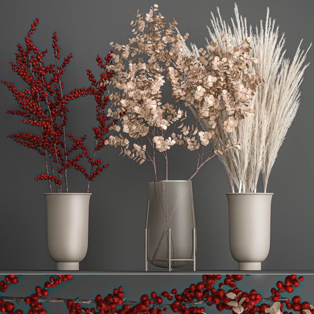 decorative bouquet of dried flowers 202 Modelo 3D .c4d .max .obj .3ds .fbx .stl .blend 