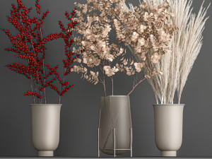 decorative bouquet of dried flowers 202 3D Model