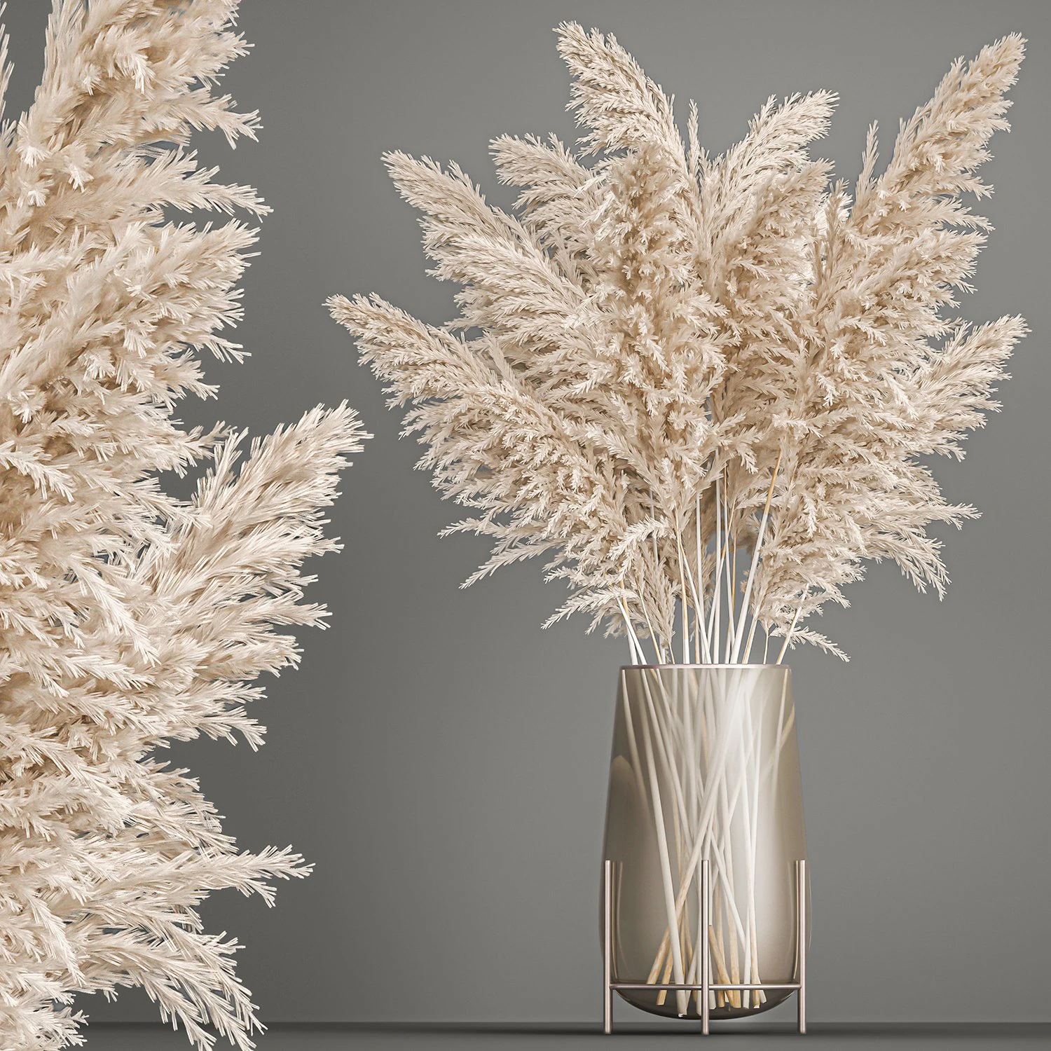 decorative bouquet of white dried pampas grass 203 3D Model .c4d .max .obj .3ds .fbx .stl .blend 