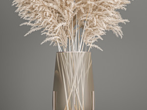 decorative bouquet of white dried pampas grass 203 3D 模型