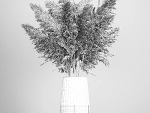 decorative bouquet of white dried pampas grass 203 3D Model