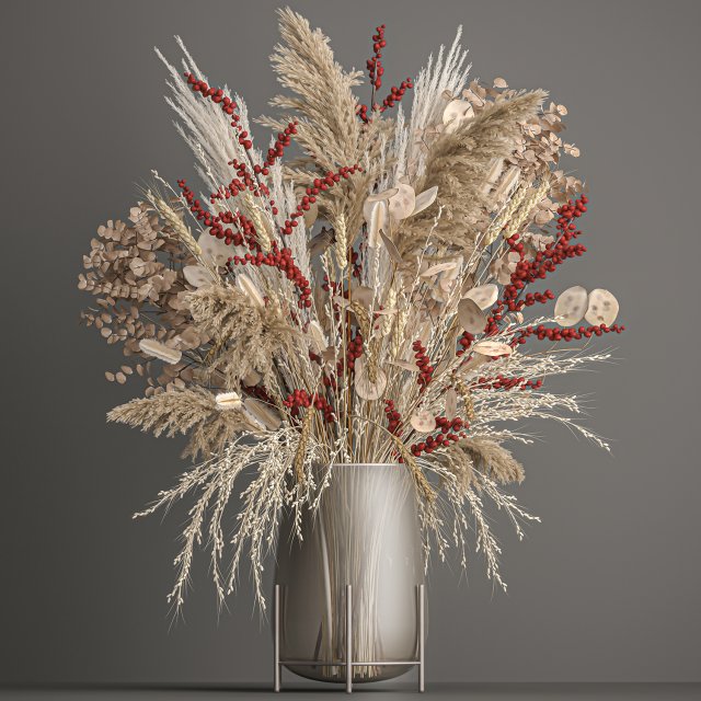 decorative bouquet of dried flowers 204 Modelo 3D .c4d .max .obj .3ds .fbx .stl .blend 
