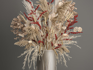 decorative bouquet of dried flowers 204 3D Model