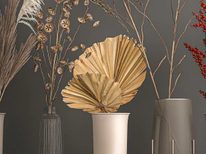 collection of bouquets of dried flowers 206 3D Model