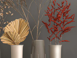 collection of bouquets of dried flowers 206 3D Model