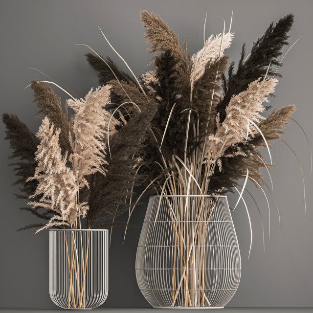 decorative bouquet of dried pampas grass 1071 3D Модель .c4d .max .obj .3ds .fbx .stl .blend 