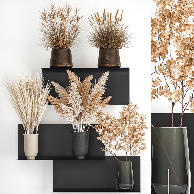 collection of bouquets of dried flowers 207 3D Модель .c4d .max .obj .3ds .fbx .stl .blend 