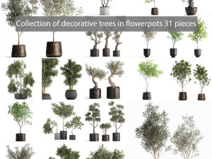 collection of decorative trees 31 pieces 3D Model