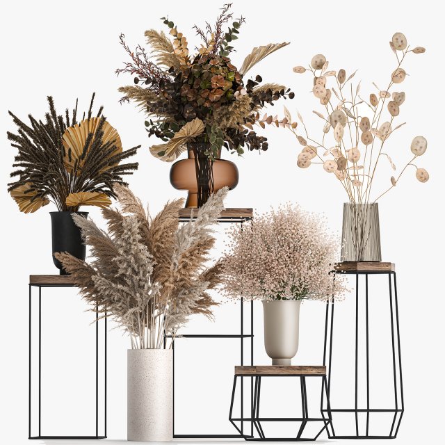 collection of bouquets of dried flowers 208 3D 模型 .c4d .max .obj .3ds .fbx .stl .blend 