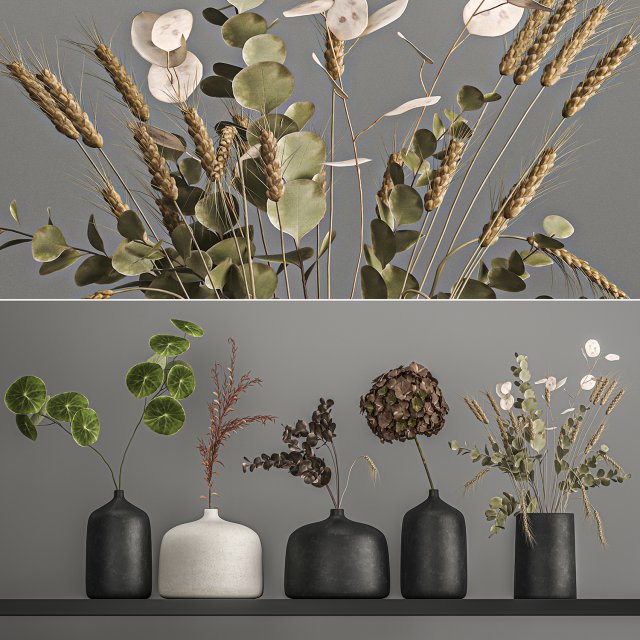 collection of bouquets of dried flowers 209 Modèle 3D .c4d .max .obj .3ds .fbx .stl .blend 
