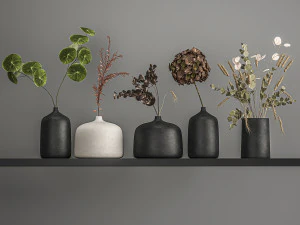 collection of bouquets of dried flowers 209 3D Model