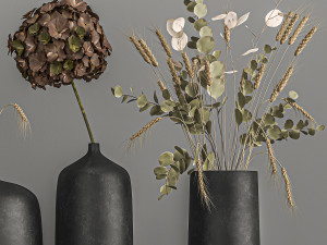 collection of bouquets of dried flowers 209 Modèle 3D