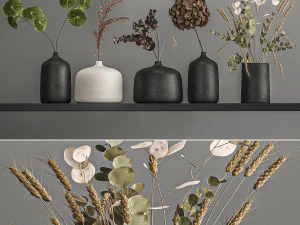 collection of bouquets of dried flowers 209 3D Model