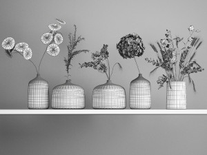 collection of bouquets of dried flowers 209 Modèle 3D