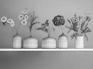 collection of bouquets of dried flowers 209 3D Model