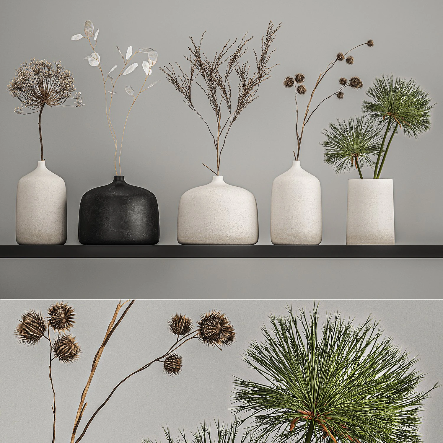 collection of bouquets of dried flowers 210 3D Model .c4d .max .obj .3ds .fbx .stl .blend 