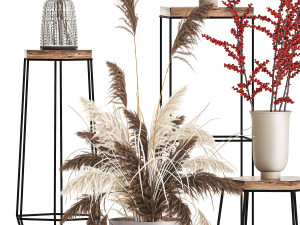 collection of bouquets of dried flowers 212 Model 3D