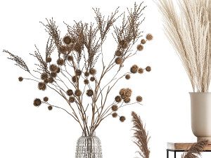 collection of bouquets of dried flowers 212 Model 3D