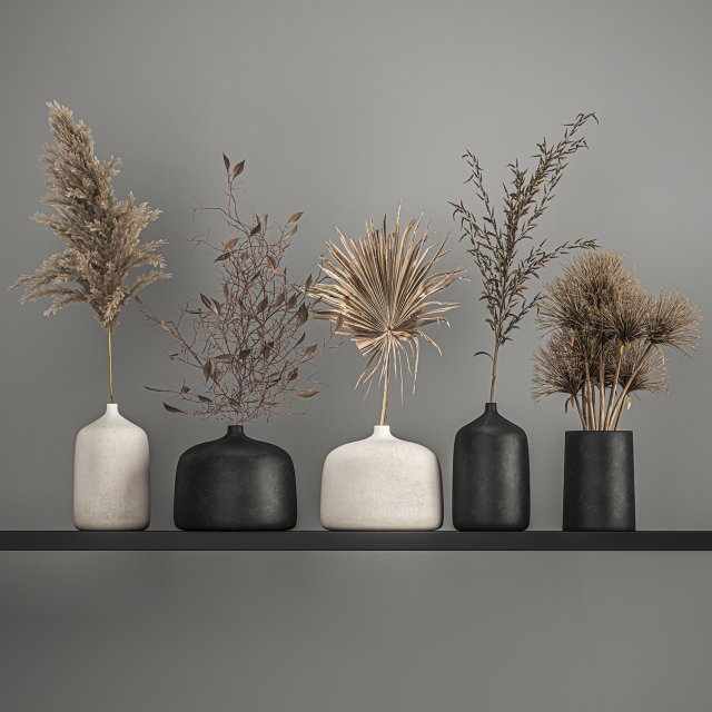 collection of bouquets of dried flowers 211 3D Model .c4d .max .obj .3ds .fbx .stl .blend 