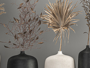 collection of bouquets of dried flowers 211 3D Model