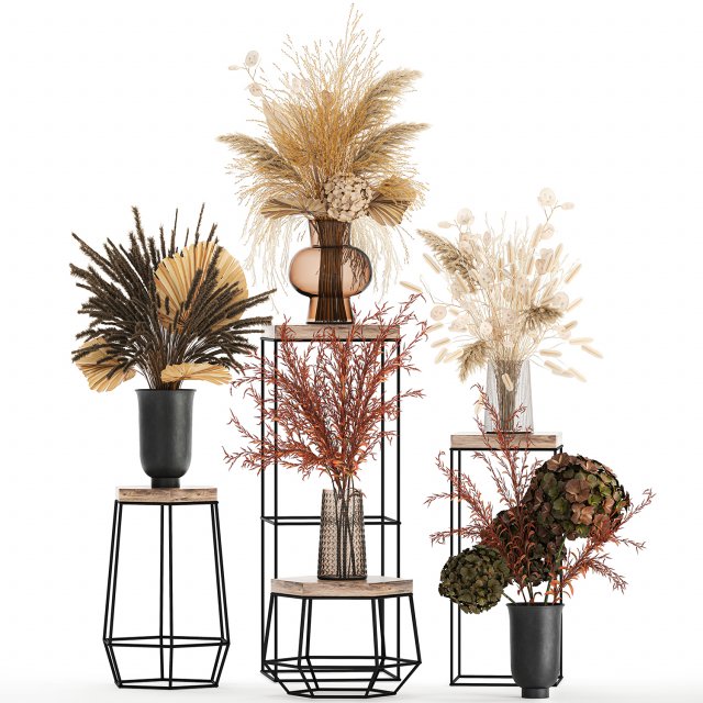 collection of bouquets of dried flowers 213 3Dモデル .c4d .max .obj .3ds .fbx .stl .blend 