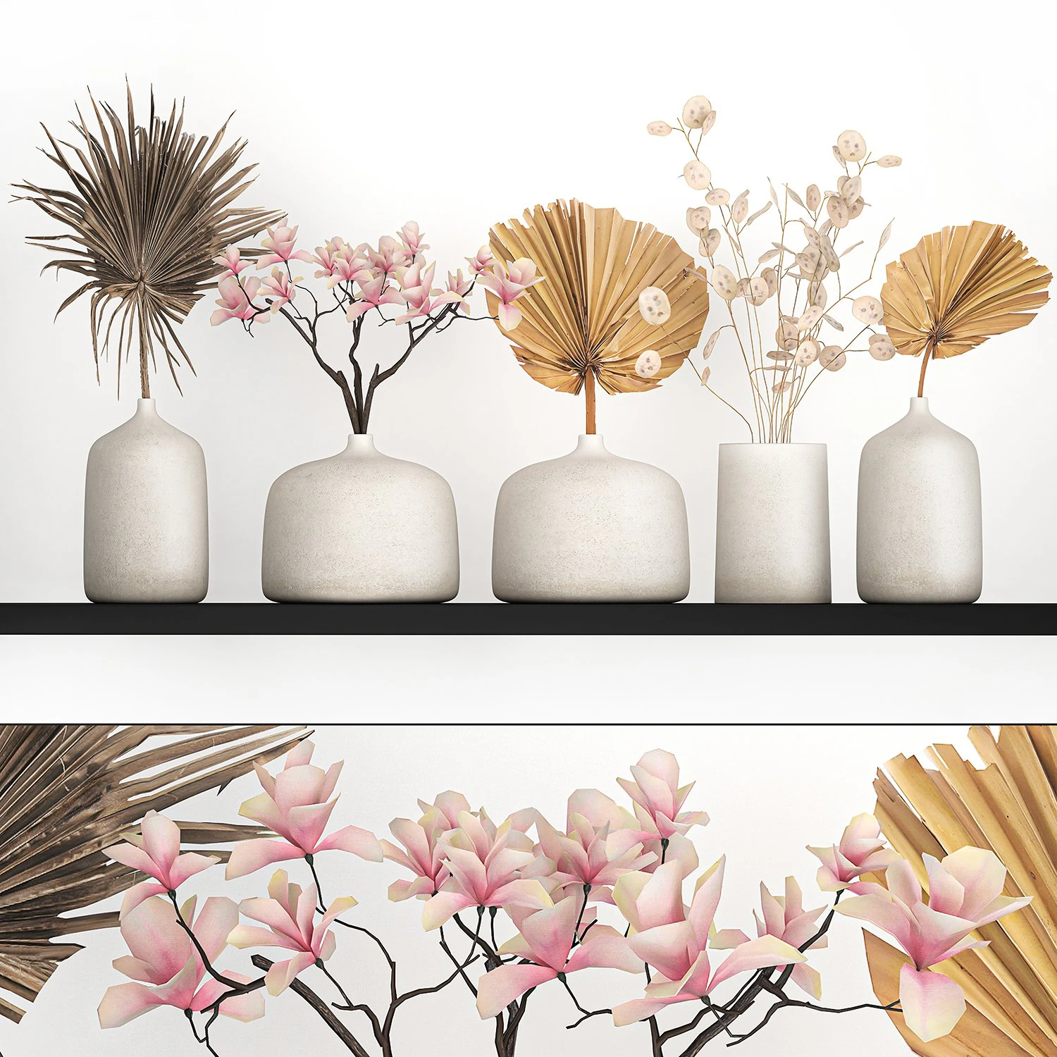 collection of bouquets of dried flowers 215 3D Model .c4d .max .obj .3ds .fbx .stl .blend 