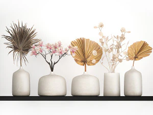 collection of bouquets of dried flowers 215 3D Model