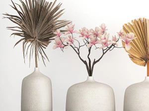 collection of bouquets of dried flowers 215 3D Model