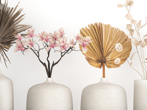 collection of bouquets of dried flowers 215 Model 3D