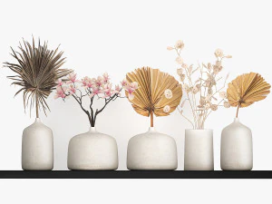 collection of bouquets of dried flowers 215 3D Model