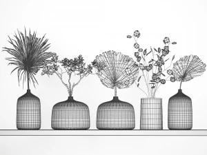 collection of bouquets of dried flowers 215 3D Model