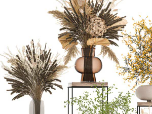 collection of bouquets of dried flowers 216 3D Model
