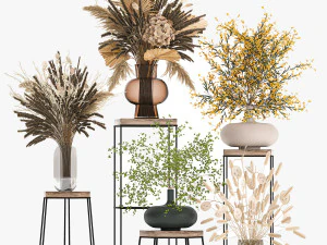 collection of bouquets of dried flowers 216 3D Model