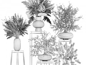 collection of bouquets of dried flowers 216 3D मॉडल